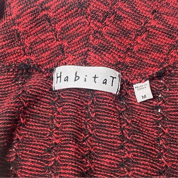 Habitat Red & Black Cowl Neck Front Overlay Wrap Tunic Sweater Women's Size M - Picture 6 of 15